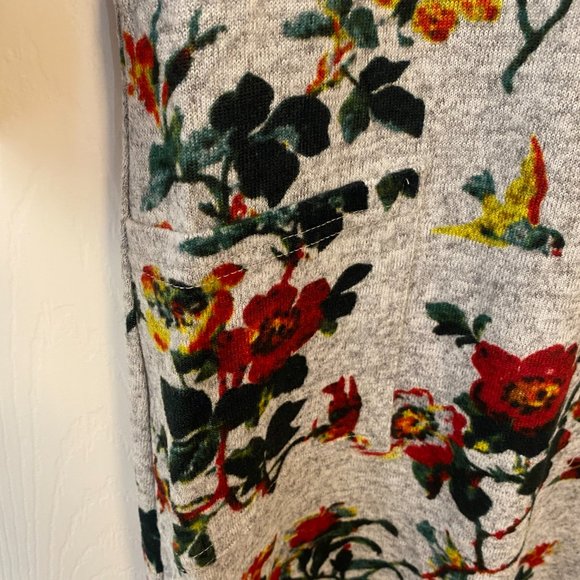 Papillon 3/4 Sleeve Sweater Dress in Grey Floral - Women's Medium - Picture 5 of 10